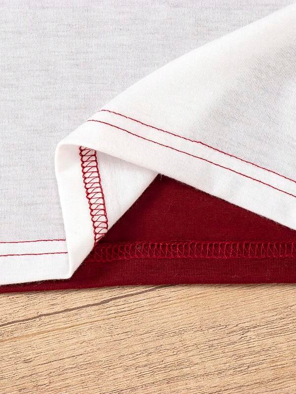 Ni?os Camiseta con estampado de letra de color combinado - Imagen 5