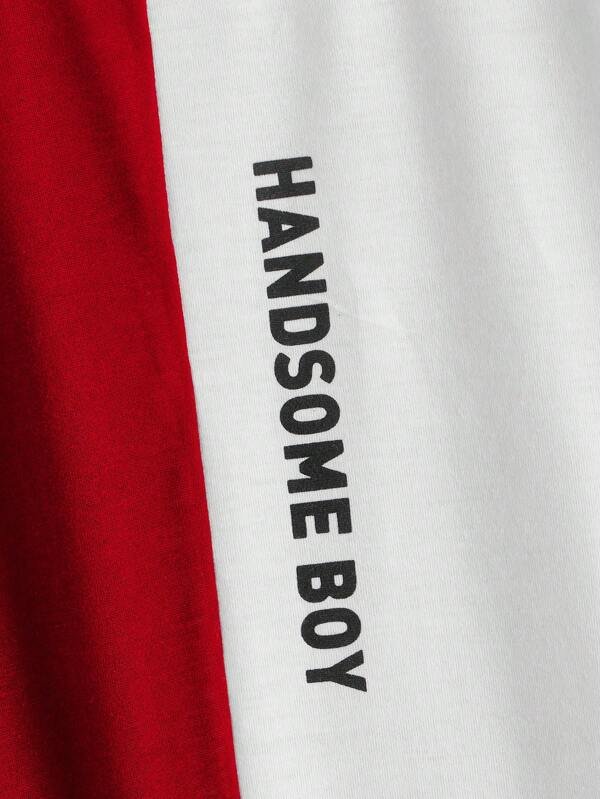 Chicos Camiseta con estampado de letra de color combinado - Imagen 4