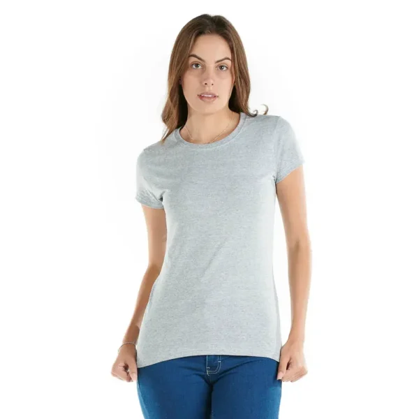 Playera Gris mujer Cuello Redondo Manga Corta Lisa