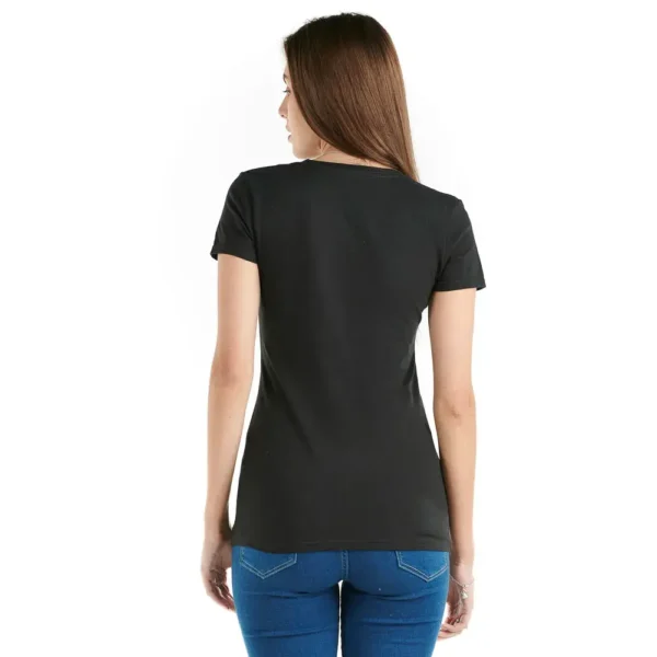 Playera Negra Cuello redondo mujer Manga Corta - Imagen 2