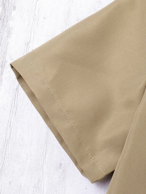 Chicos Camisa con dise?o de parche de letra con bolsillo delantero & Shorts sin camiseta - Imagen 5