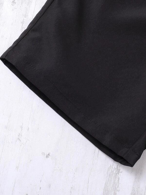 Chicos Camisa con dise?o de parche de letra con bolsillo delantero & Shorts sin camiseta - Imagen 4