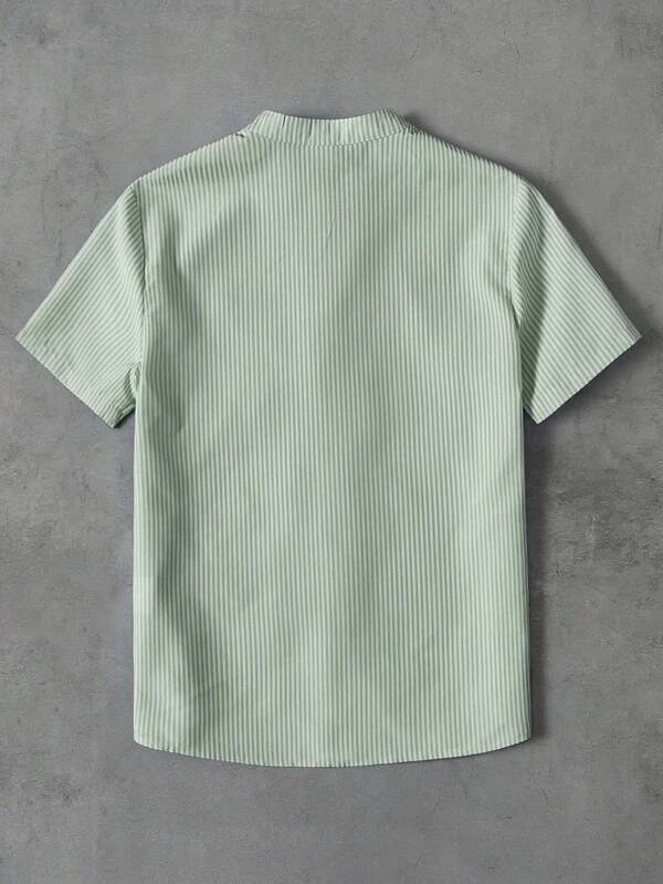 Chicos Camisa con estampado de rayas con dise?o de parche sin camiseta - Imagen 4