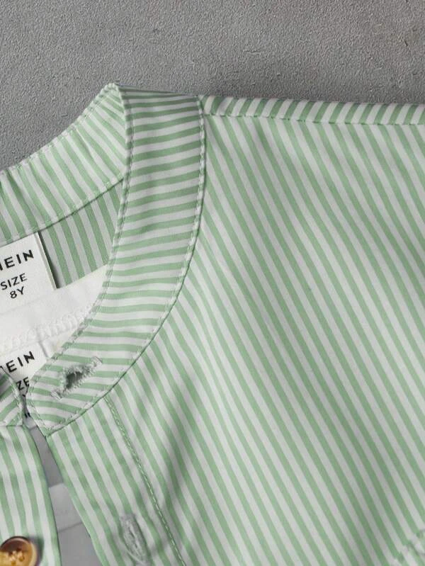 Chicos Camisa con estampado de rayas con dise?o de parche sin camiseta - Imagen 3