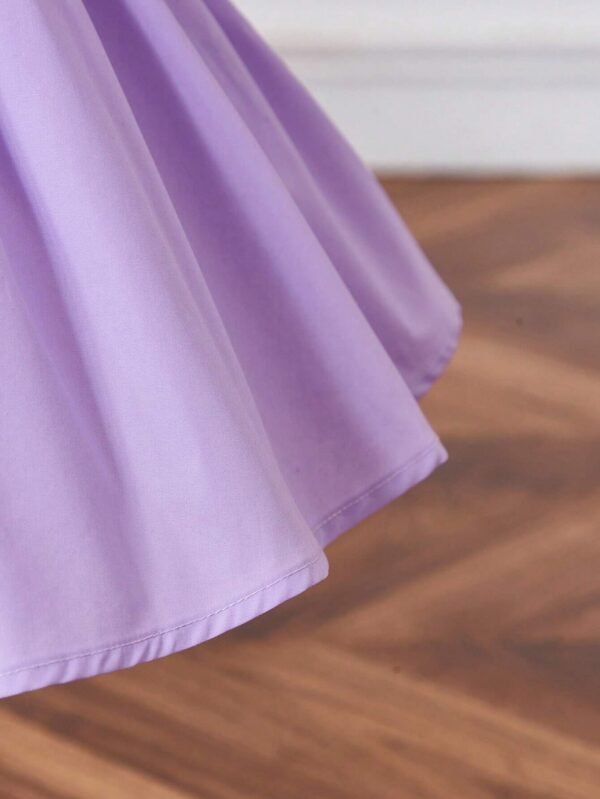 Beb? Vestido ribete con fruncido de manga farol - Imagen 3