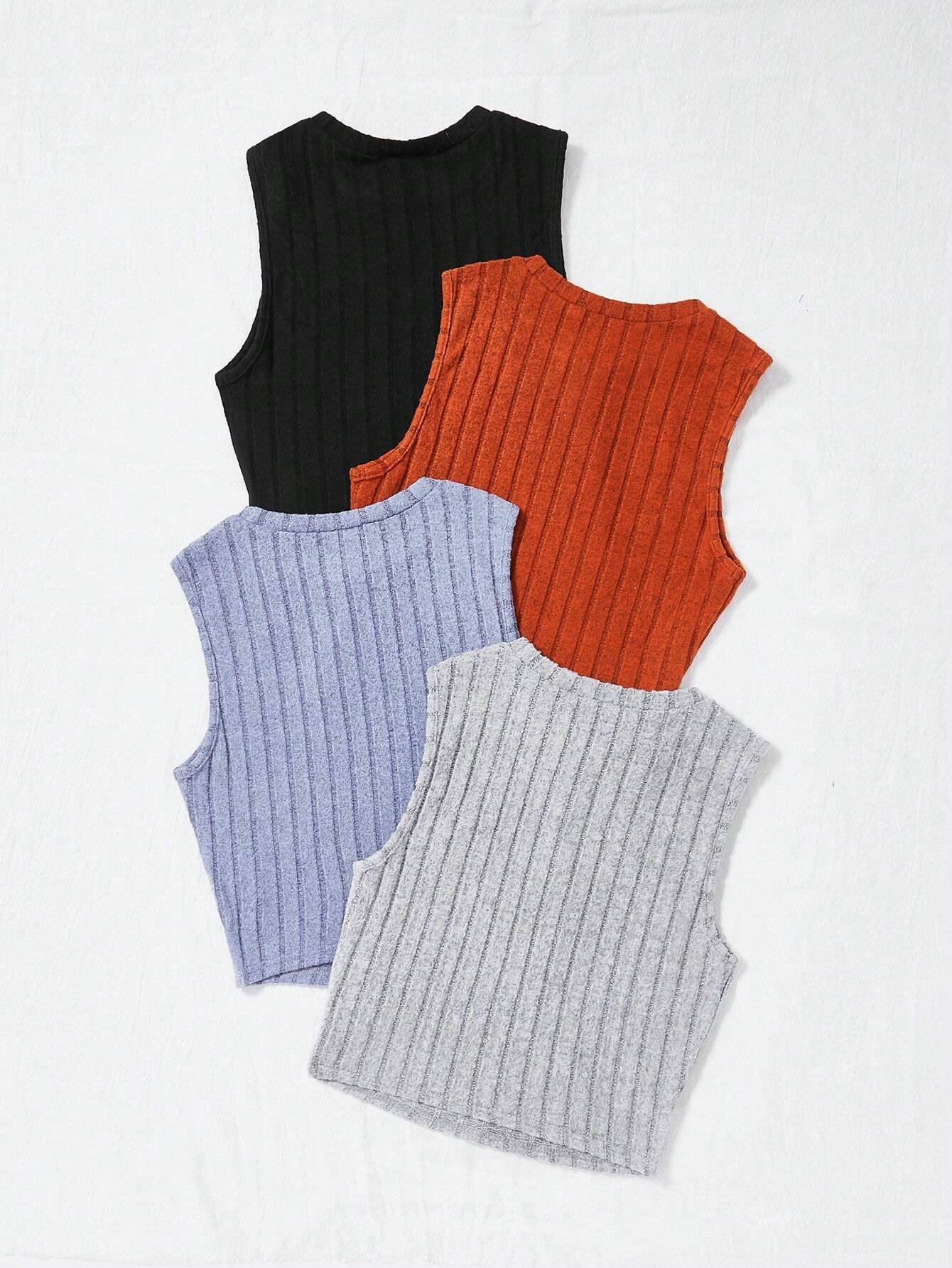 1 pieza Top tank tejido de canal? gris - Imagen 2