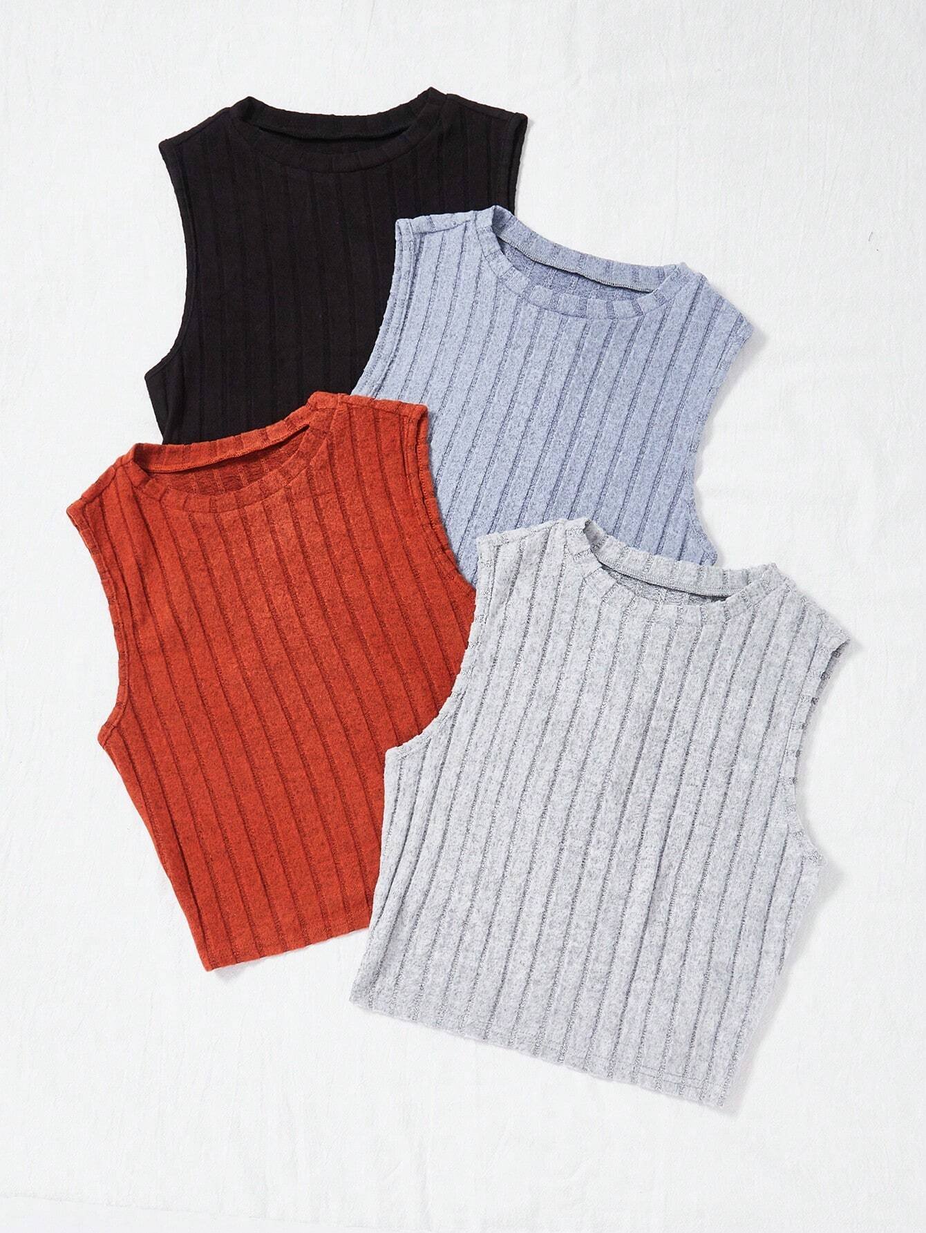 1 pieza Top tank tejido de canal? gris - Imagen 4