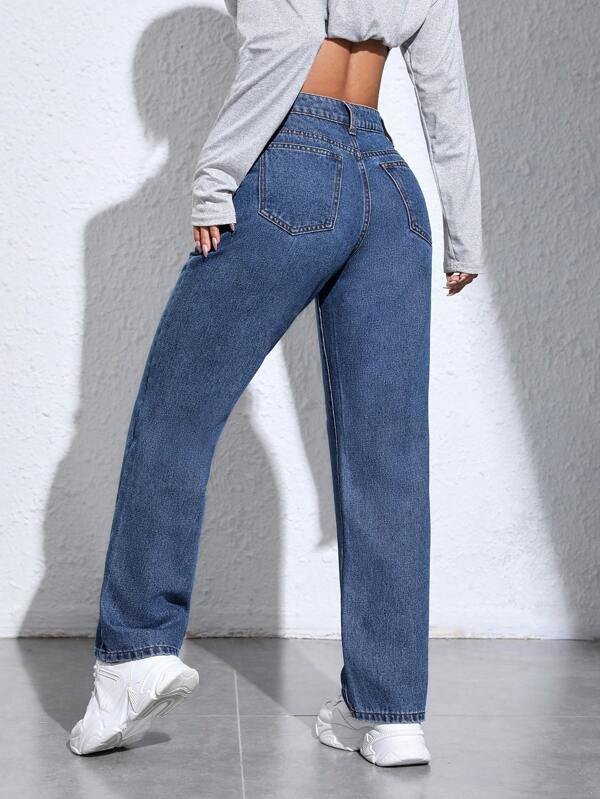 Jeans de pierna recta con bolsillo oblicuo - Imagen 5