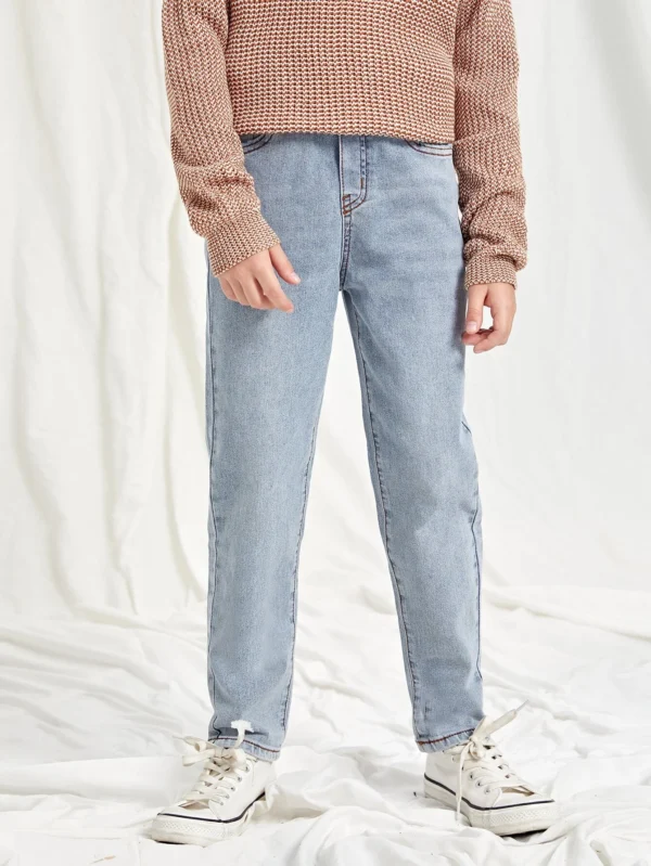 Ni?os Jeans con lavado de piedra con bolsillo oblicuo