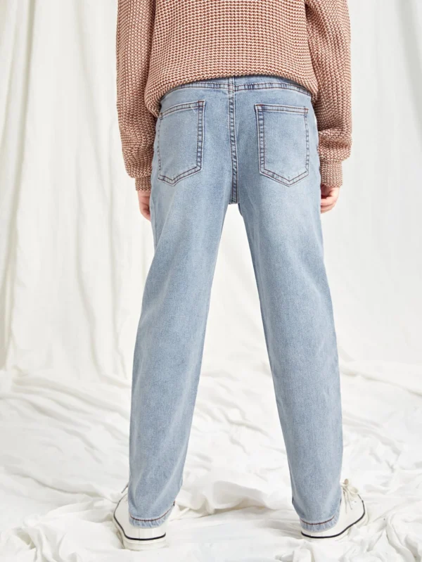 Ni?os Jeans con lavado de piedra con bolsillo oblicuo - Imagen 2