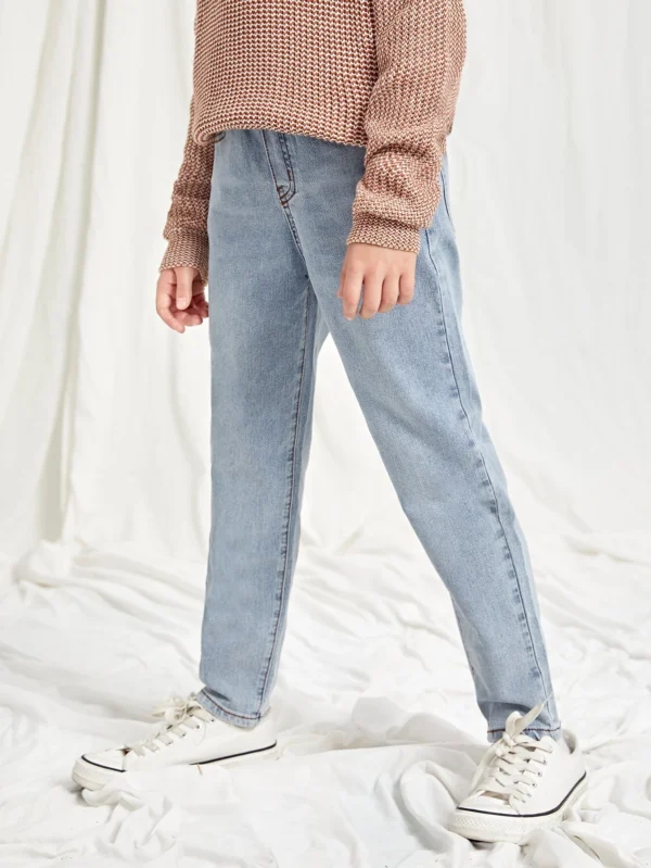 Ni?os Jeans con lavado de piedra con bolsillo oblicuo - Imagen 4