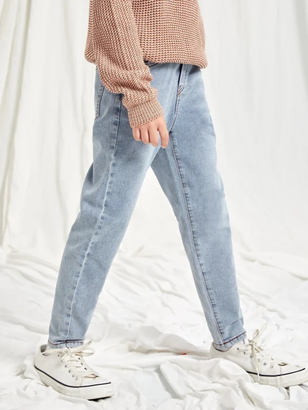 Ni?os Jeans con lavado de piedra con bolsillo oblicuo - Imagen 3