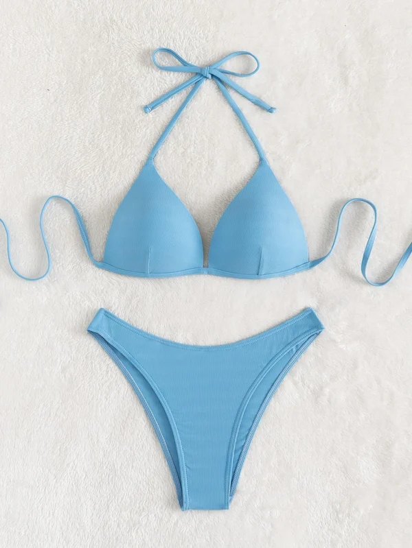 Ba?ador bikini push up de canal? con cord?n trasero halter