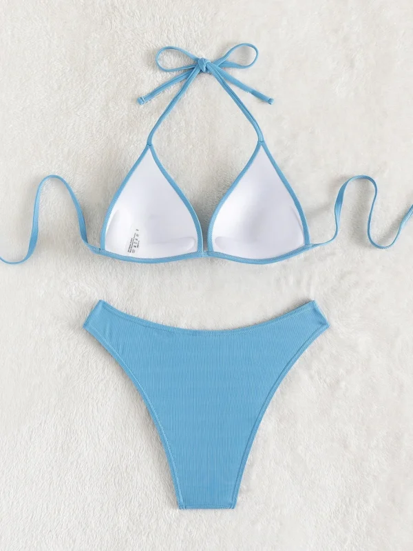 Ba?ador bikini push up de canal? con cord?n trasero halter - Imagen 2