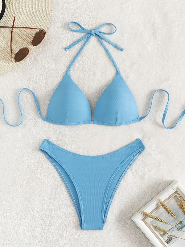 Ba?ador bikini push up de canal? con cord?n trasero halter - Imagen 3