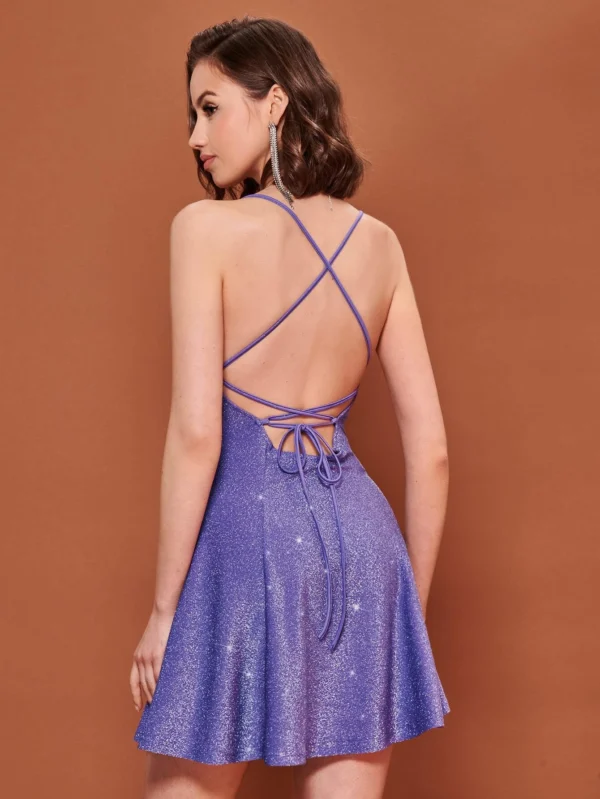 Vestido de tirantes de espalda abierta con cord?n brillante - Imagen 2