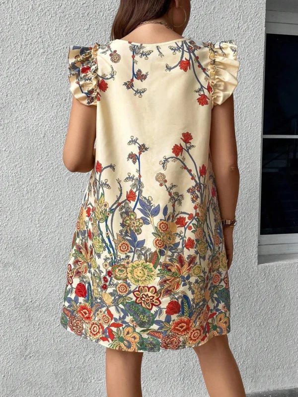 Vestido con estampado floral ribete con fruncido - Imagen 2