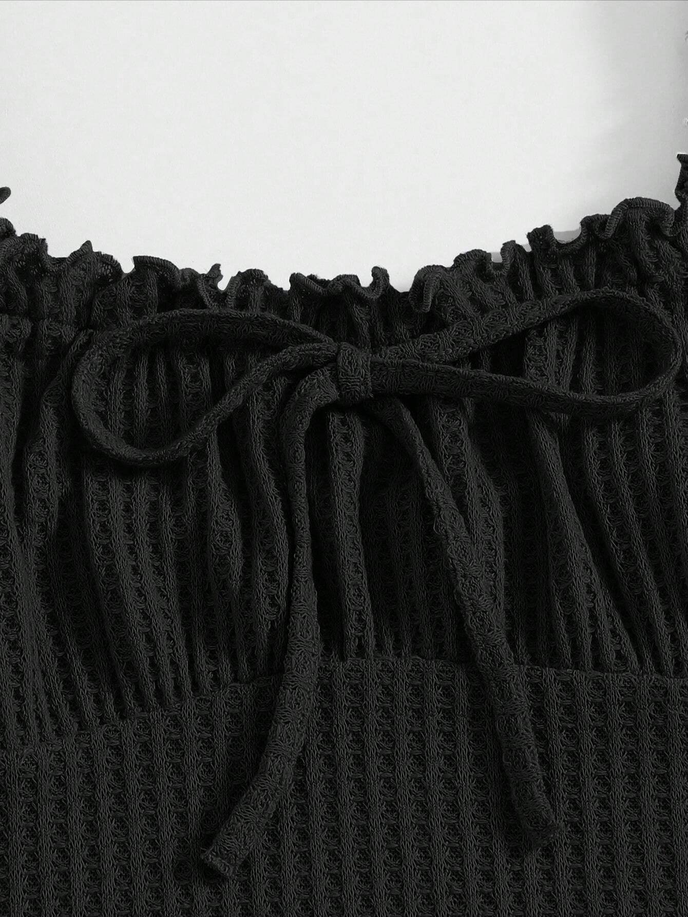 Vestido de tirantes ribete fruncido con cord?n delantero pecho con fruncido tejido de canal? - Imagen 2