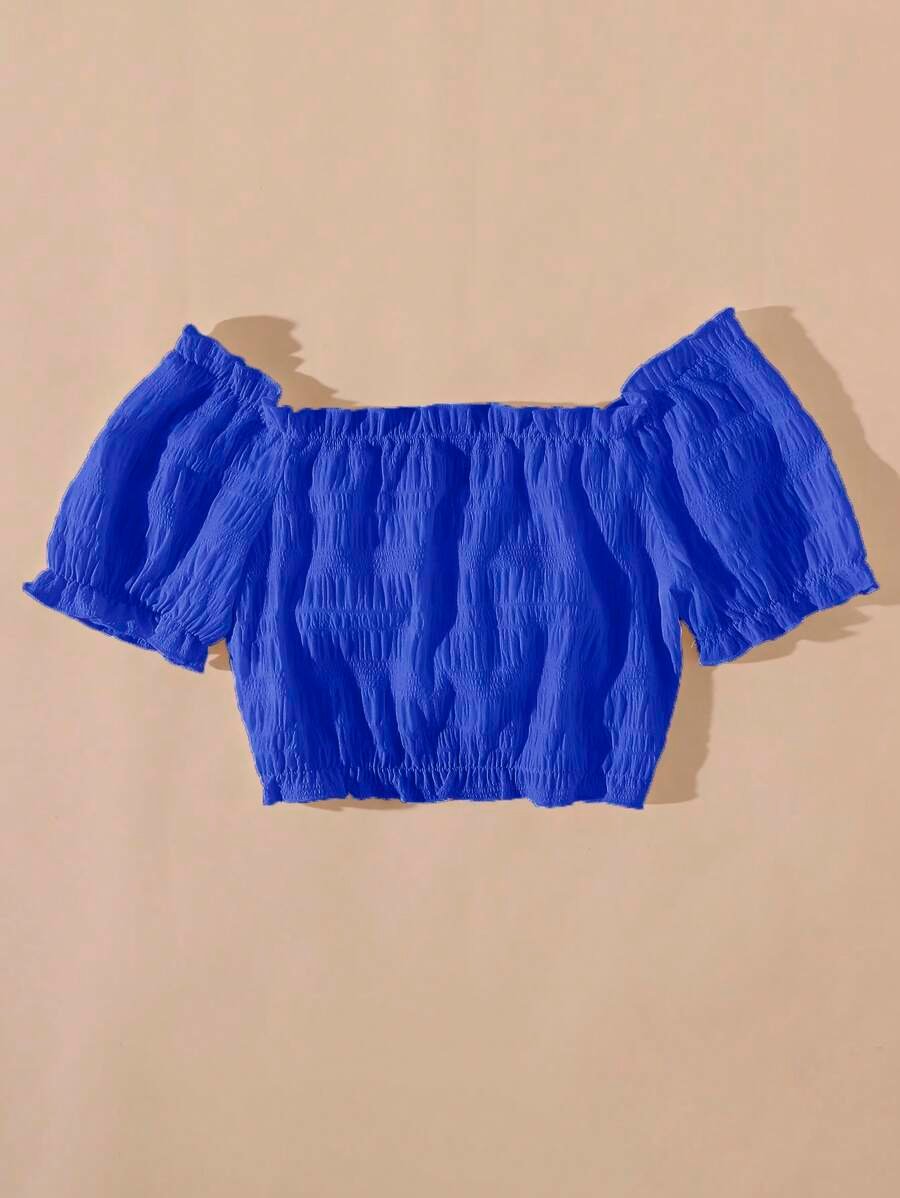 Camisa crop ribete fruncido con cord?n delantero - Imagen 2