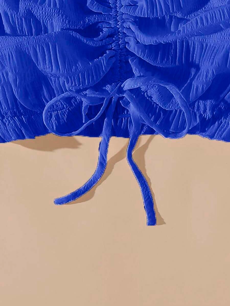 Camisa crop ribete fruncido con cord?n delantero - Imagen 4