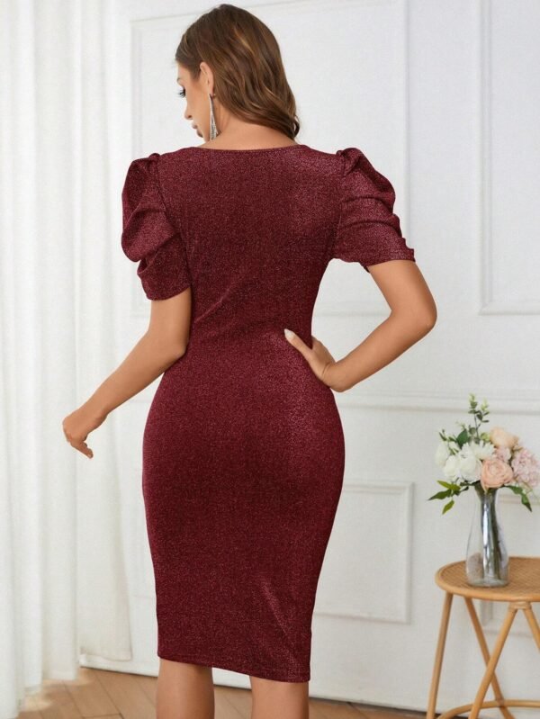 Vestido ajustado girante delantero de manga farol - Imagen 2