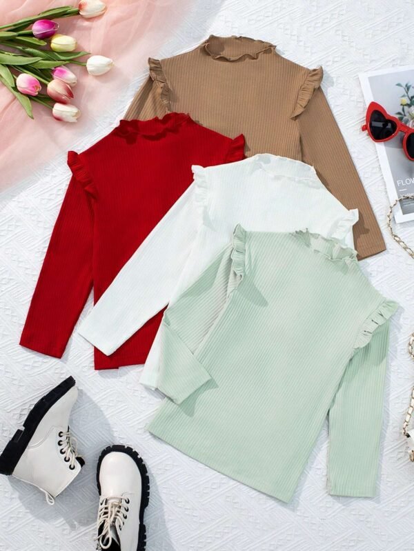 Camiseta ribete con fruncido de cuello alto