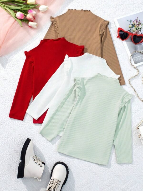 Camiseta ribete con fruncido de cuello alto - Imagen 2