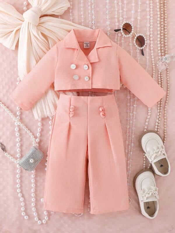 Beb? ni?a Pantalones con blazer de doble botonadura - Imagen 5