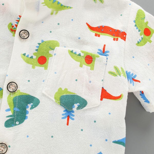 Top y pantalones cortos con cuello alto y estampado de dinosaurio para beb? ni?o - Imagen 5