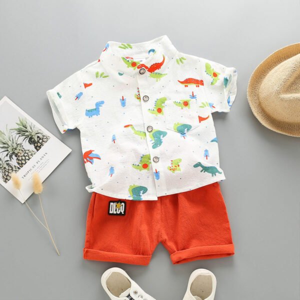 Top y pantalones cortos con cuello alto y estampado de dinosaurio para beb? ni?o