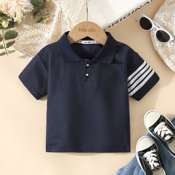 Polo de manga corta con estampado de rayas para ni?o peque?o