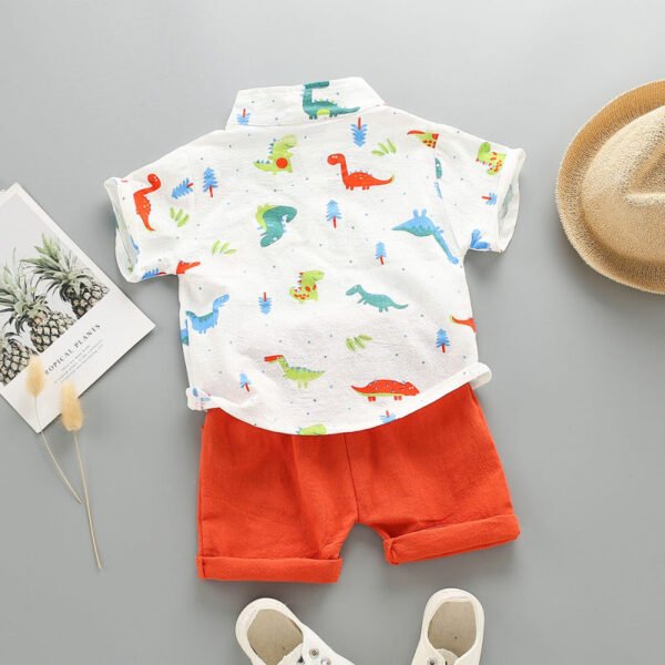 Top y pantalones cortos con cuello alto y estampado de dinosaurio para beb? ni?o - Imagen 2
