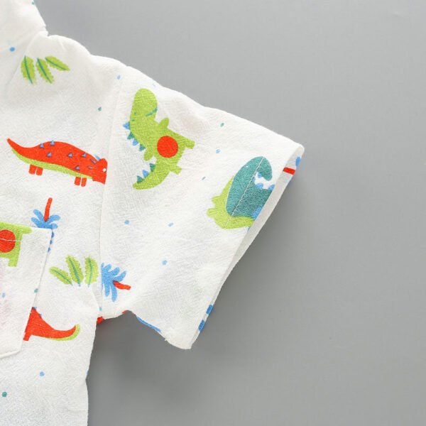 Top y pantalones cortos con cuello alto y estampado de dinosaurio para beb? ni?o - Imagen 4