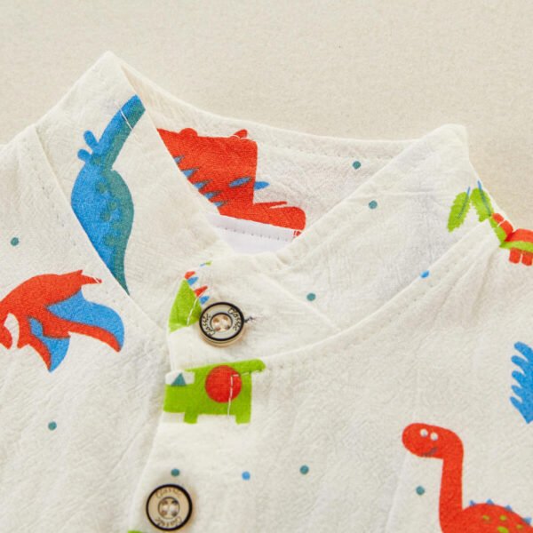 Top y pantalones cortos con cuello alto y estampado de dinosaurio para beb? ni?o - Imagen 6