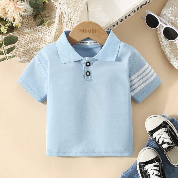 Polo de manga corta con estampado de rayas para ni?o peque?o