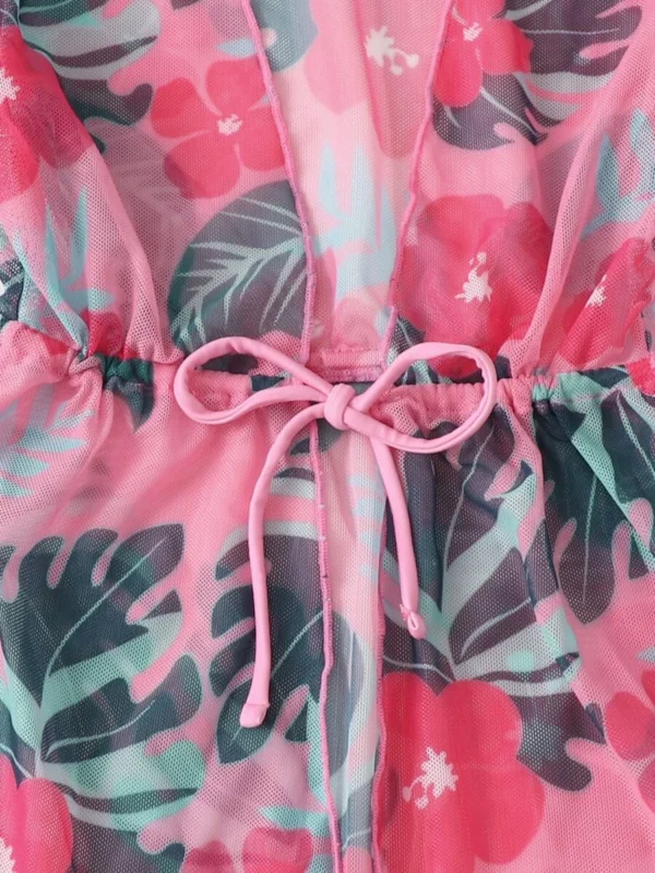 Bikini Con Estampado Tropical Para Joven Con Kimono - Imagen 3