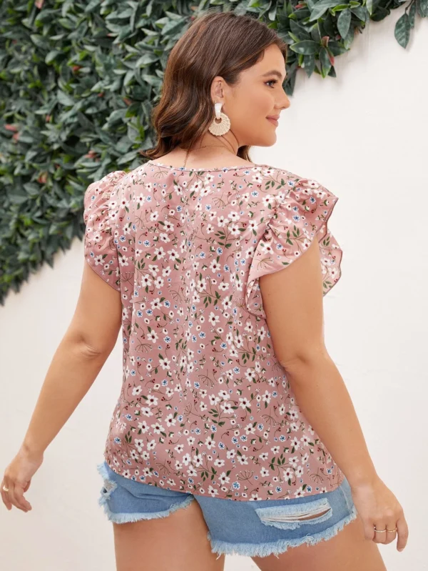 Blusa con estampado floral ribete con fruncido - Imagen 2