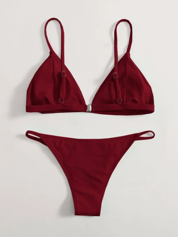 Bañador bikini con tanga triangulo unicolor - Imagen 2