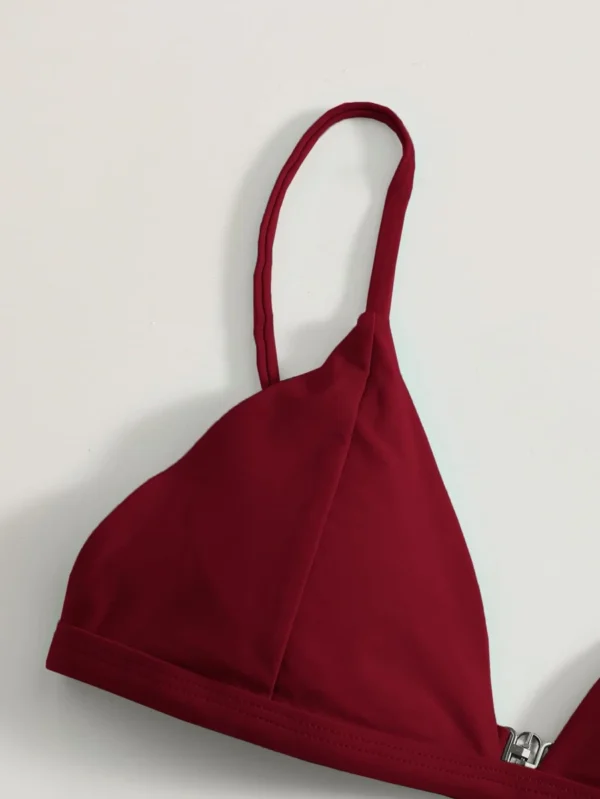 Bañador bikini con tanga triangulo unicolor - Imagen 3