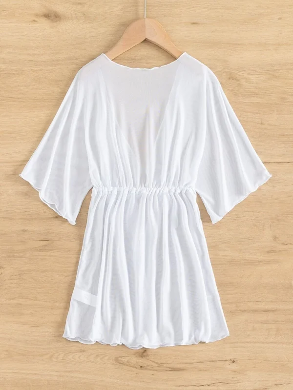 Kimono De Cintura Ajustable Con Dobladillo De Lechuga Para Ni?as - Imagen 2