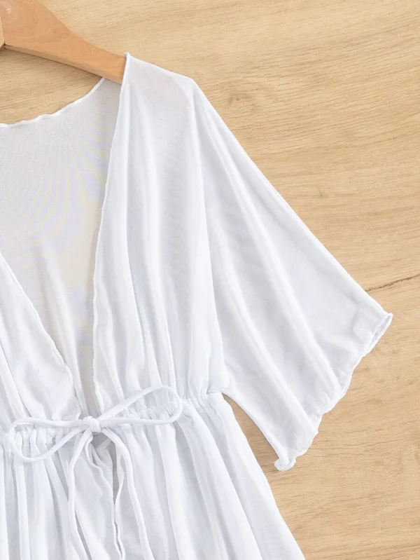 Kimono De Cintura Ajustable Con Dobladillo De Lechuga Para Ni?as - Imagen 3