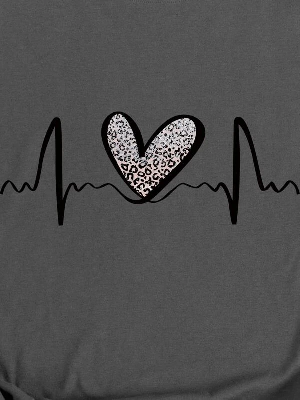 Camiseta con coraz?n & con estampado de leopardo - Imagen 3