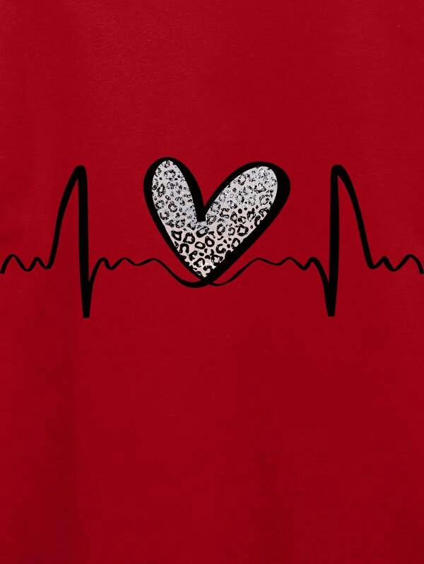 Camiseta con coraz?n & con estampado de leopardo - Imagen 3