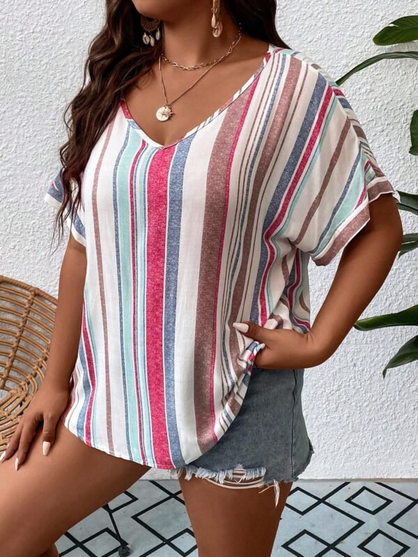 Blusa con estampado de rayas de manga murci?lago