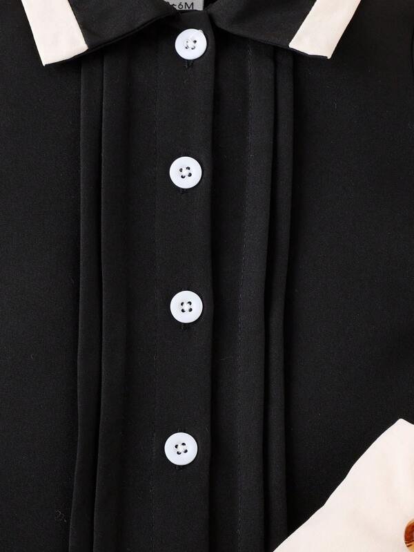 Beb? ni?o ribete en contraste Camisa & con fruncido Shorts - Imagen 3