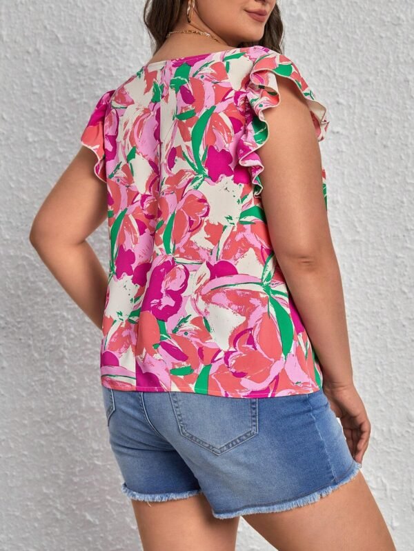 Blusa con estampado floral ribete con fruncido - Imagen 2