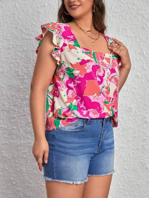 Blusa con estampado floral ribete con fruncido - Imagen 4