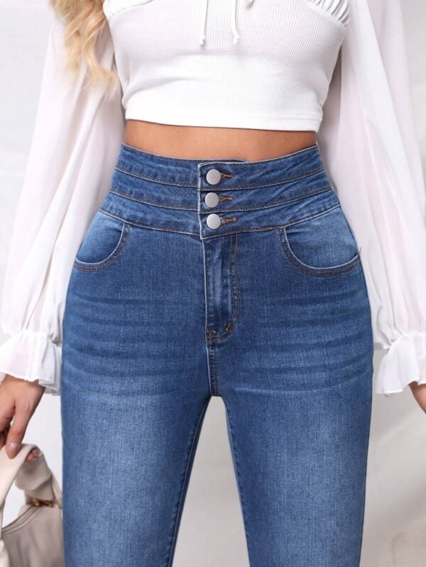 Jeans ajustados de talle alto - Imagen 4