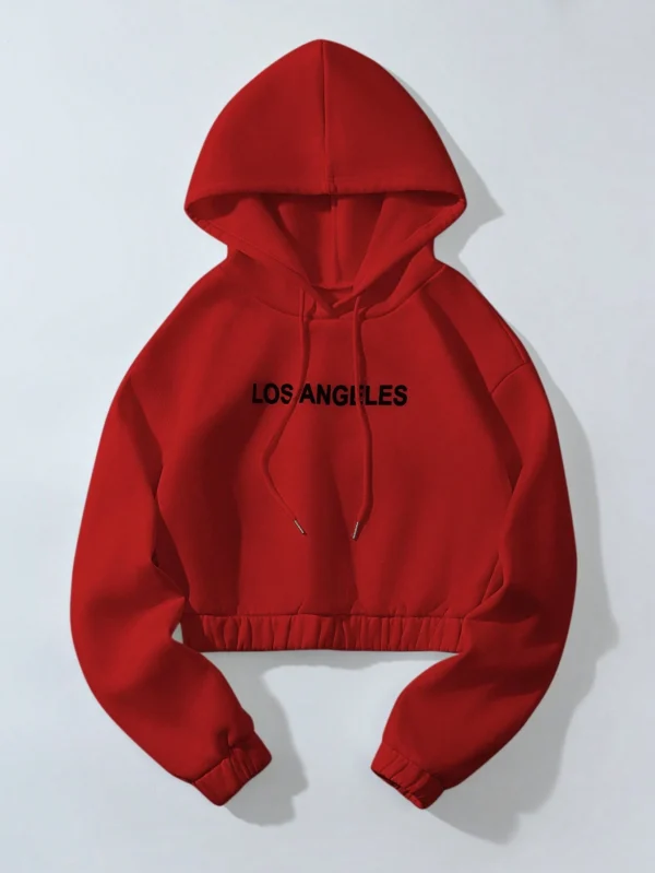 Capucha con estampado de letra con forro t?rmico con cord?n