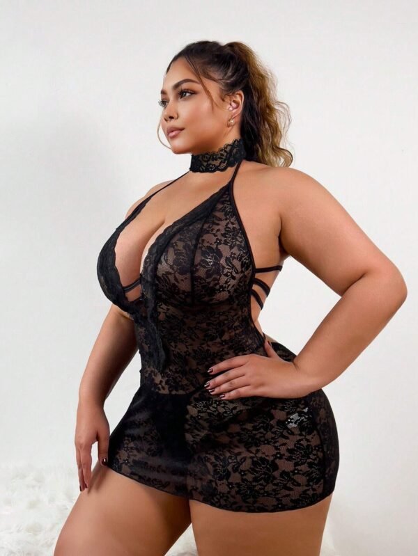 Conjunto De 3 Piezas De Lenceria Sexy De Talla Grande Con Falda